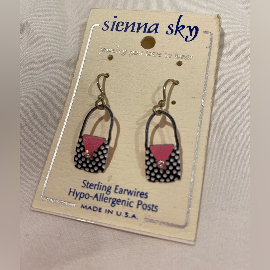 Nwot Earrings With Purse Detail And Sterling Earwires